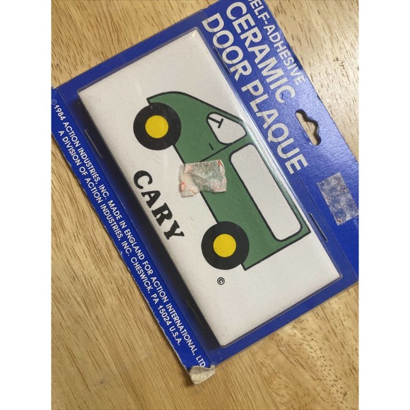 Vintage Retro CARY W Green Van New Dead Stock Ceramic Door Name Plaque Wall Sign - Picture 8 of 12